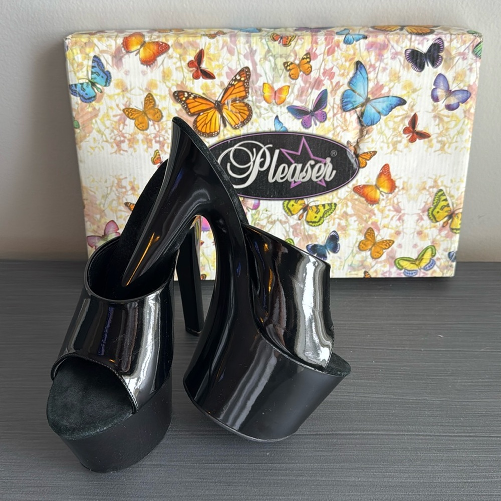 Pleasers Black Patton Platform Dancer Stripper Shoes